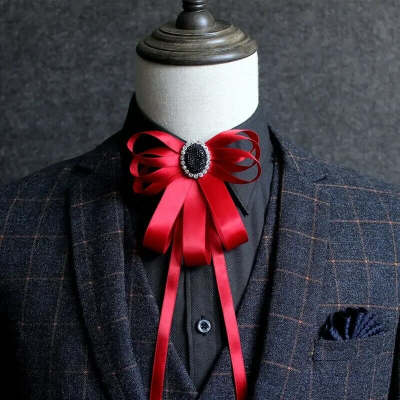 Bow Tie Rhinestone Ribbon Wedding Collars Flower British Style Suit Accessories Fashion Handmade Jewelry Trendy Male Bowtie