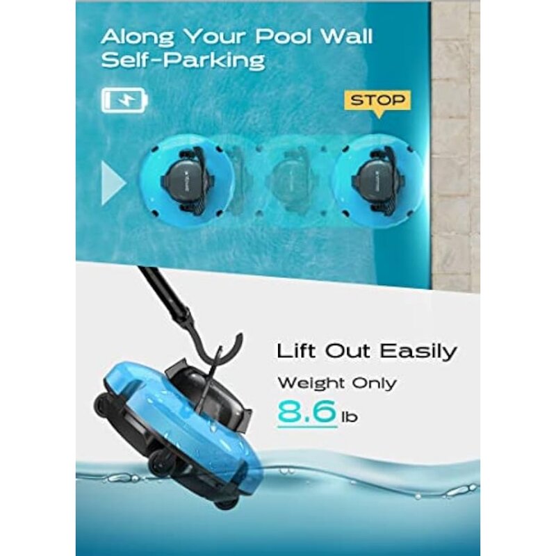 Snoerloze Zwembadstofzuiger Voor Zwembadrobot Voor Bovengronds/Inground Zwembad. Poule-Enhance�� 5200Mah Batterij 2-Motor