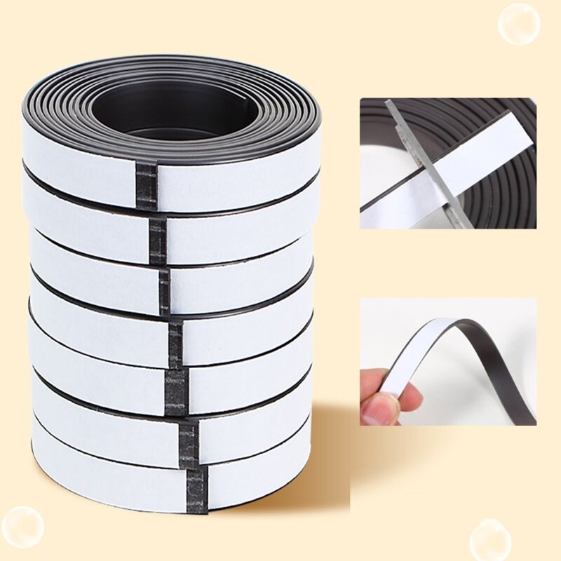 Tiras magnéticas con respaldo adhesivo, cinta magnética para manualidades, pizarras blancas, frigoríficos, organización