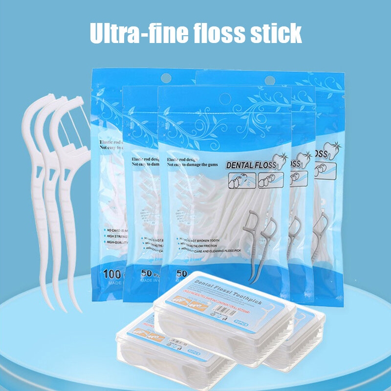 Hilo Dental de plástico suave para higiene bucal, cepillo Interdental de 8/30/50 piezas, saludable para la limpieza de los dientes