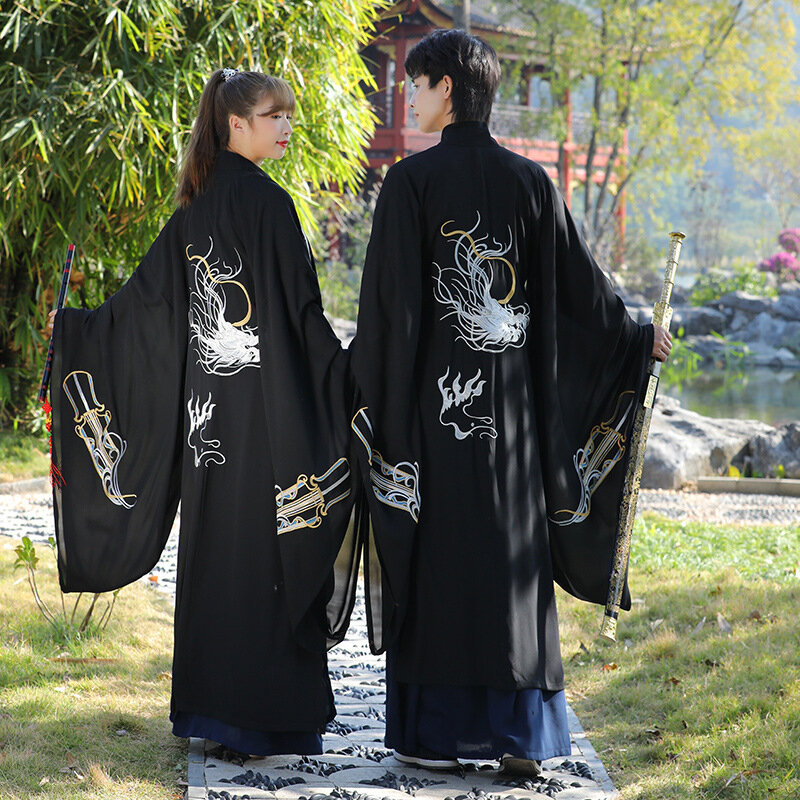 Setelan Tradisional Tiongkok Gaun Jubah Hanfu Gaun Retro Kuno Pasangan Setelan Kostum Pesta Cosplay Ksatria Dinasti Song Tang