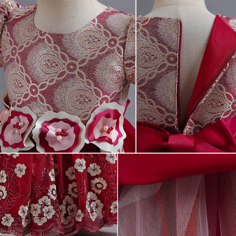 Vestido de princesa para niña, gasa de red, falda esponjosa, actuación de piano nuevo, vestido de primer año, primavera.