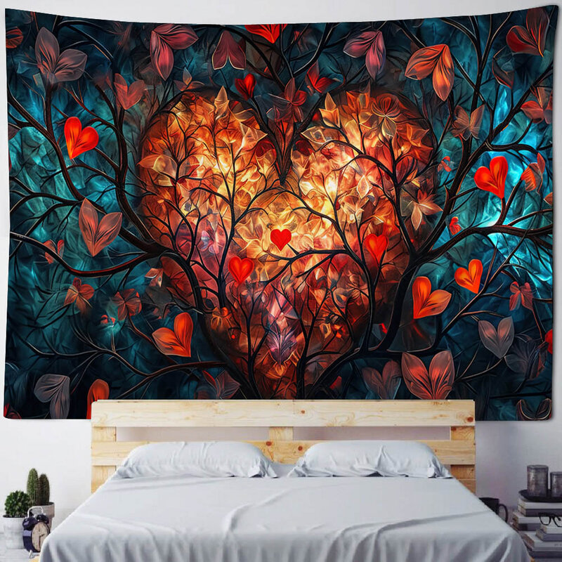 Tapiz de hojas abstractas para colgar en la pared, brujería psicodélica, colorido, estética para dormitorio, decoración de habitación, tela de fondo