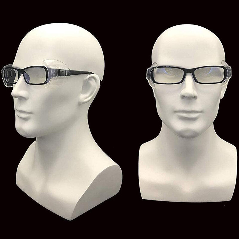 แว่นตานิรภัยด้านข้าง8คู่ป้องกันด้านข้างแบบใสสำหรับแว่นตานิรภัย-เหมาะกับแว่นตาส่วนใหญ่ (M-L)