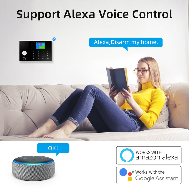 Hiva Sicherheits alarmsystem für zu Hause gsm wifi tuya Smart Life App Steuerung Einbruch alarm Kit mit Pir Tür sensor Arbeit mit Alexa
