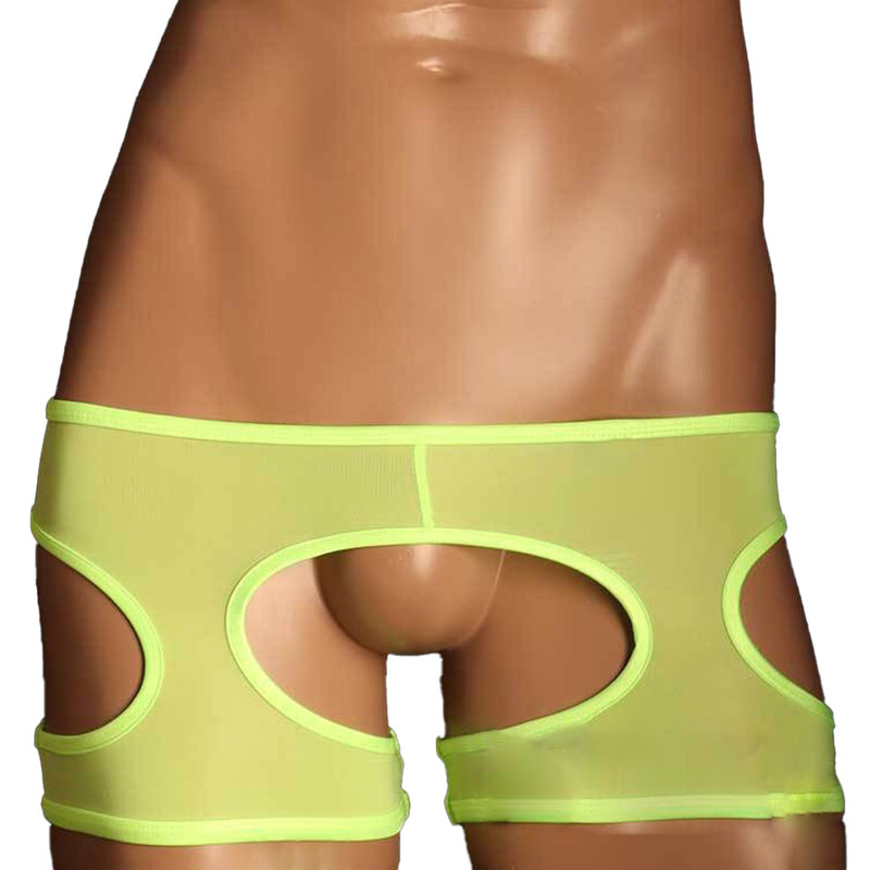 Calzoncillos sexys de tiro bajo para hombre, suspensorio ultrafino translúcido, Bóxer, ropa interior con entrepierna abierta, Bikini