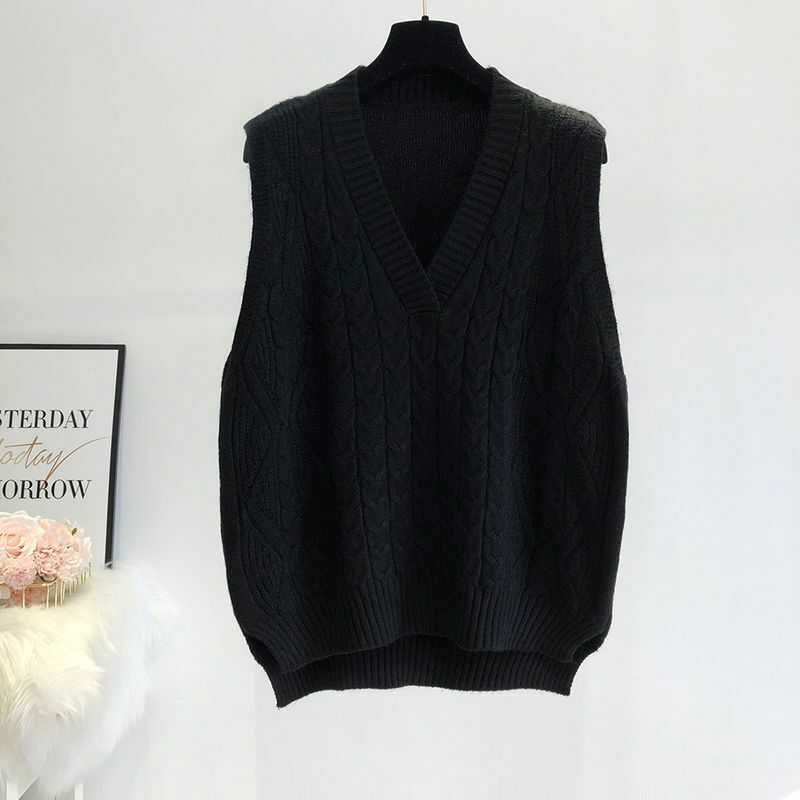 Vest Women's Knitted Autumn Clothing 2024 New Korean Style Preppy Chic Sweater Waistcoat Wool