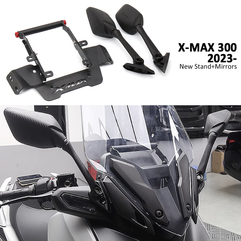 Motocicleta retrovisor espelhos titular, suporte de telefone fixo, suporte retrovisor para YAMAHA XMAX 300, XMAX300, X-Max 300, 2023