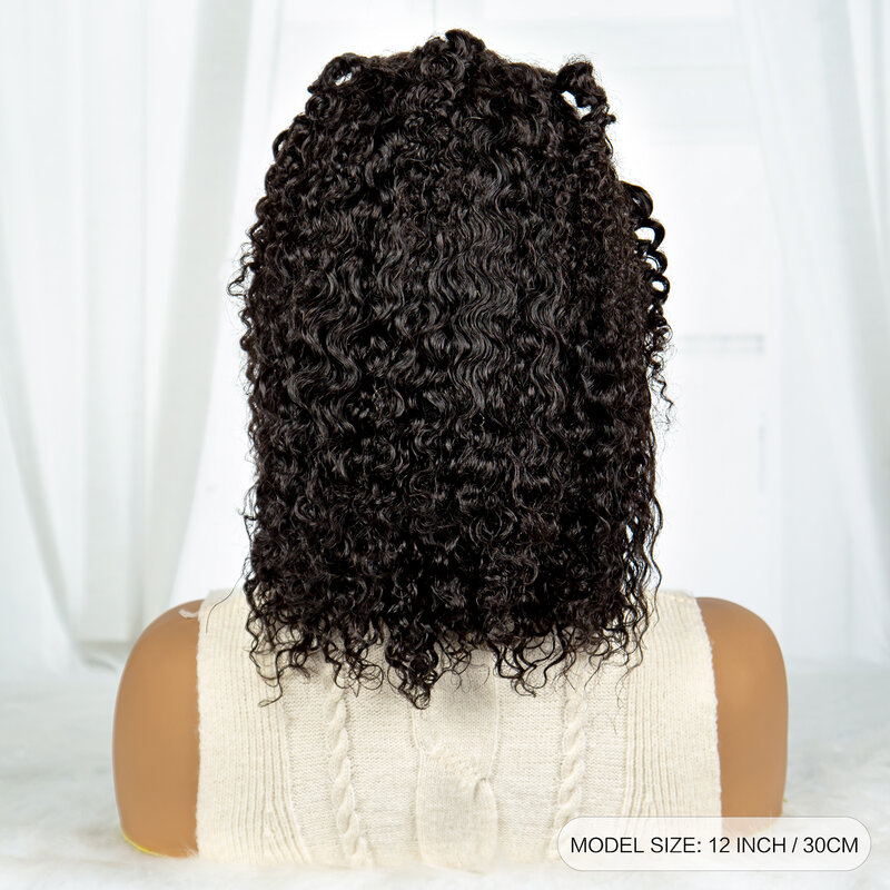 ボブジャーリー-黒人女性のためのブラジルの巻き毛のかつら,自然な髪,水の波,短い髪220% 密度,13x4