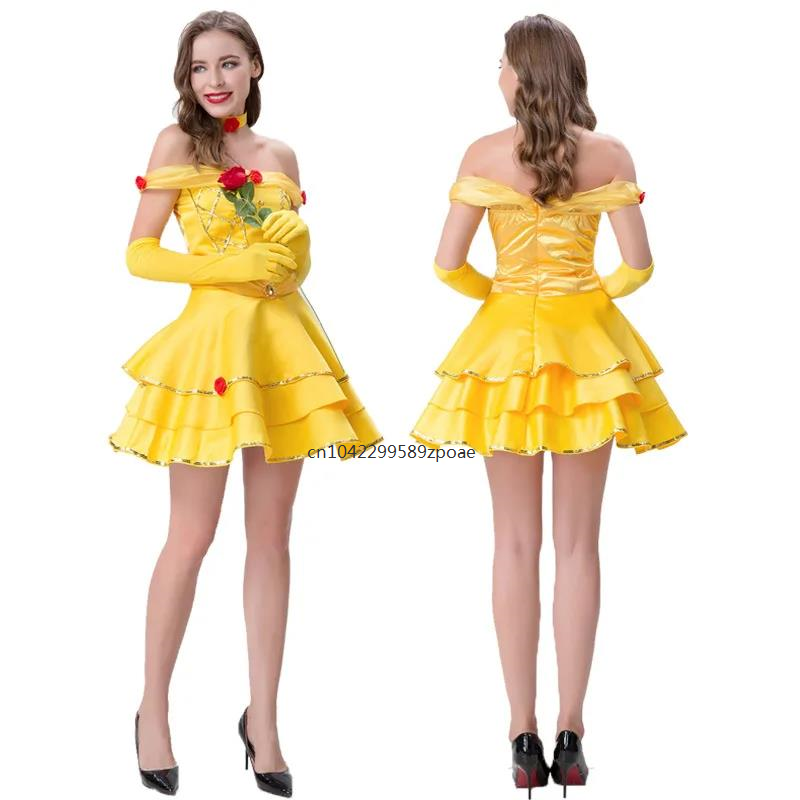 Kobiety halloweenowy kostium księżniczka bella młoda dama przyjęcie urodzinowe śnieżnobiała sukienka Aurora suknie balowe 2024