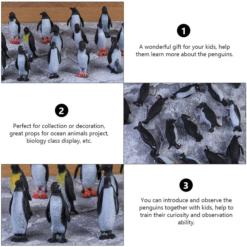 32 buah ornamen Penguin Model hewan, patung simulasi kreatif mainan anak-anak plastik kecil Resin menggemaskan