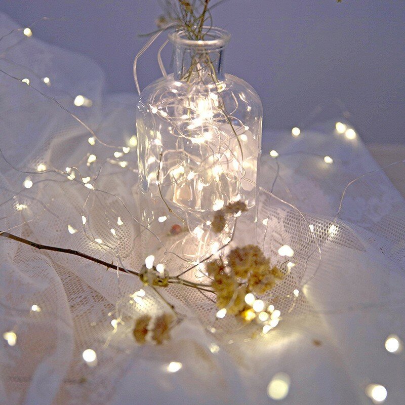 Fio de cobre LED String Lights, Fairy Lights, lâmpada ao ar livre, Natal Festão Luz, Ano Novo, Festa de Casamento, Decoração Home, 1 Pc, 6 Pcs, 10Pcs