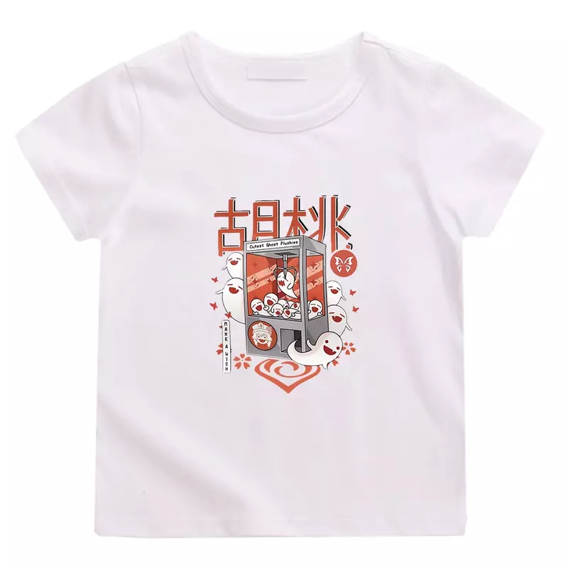 Hutao kaus cetak untuk wanita 2023 baju musim panas atasan lengan pendek grafis Genshin uniseks Streewear Y2k