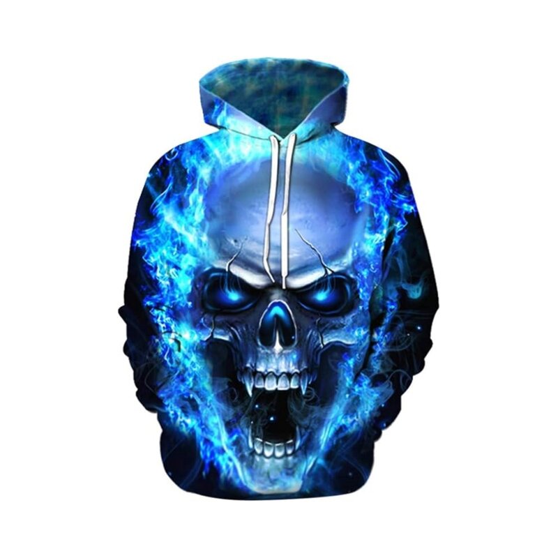2023 Men's Hoodie Sweatshirt 3D Skull Printed Realistic Pullover Fashion Personality Outwear