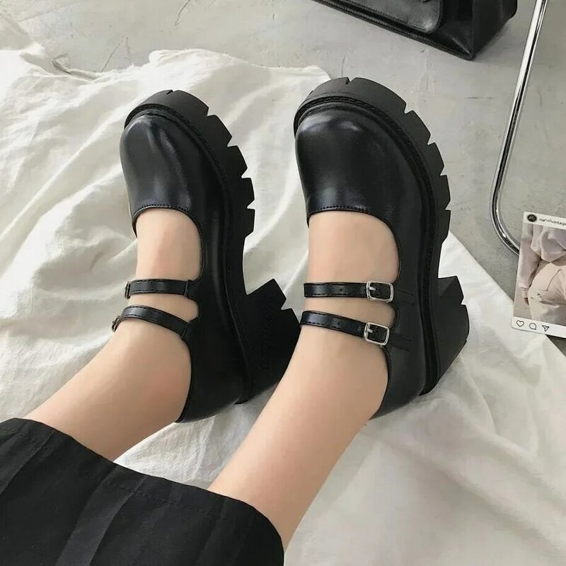 Giày Gót Mary Janes Bơm Nền Tảng Lolita Giày Gót Giày Nữ Phong Cách Nhật Bản Nữ Vintage Cao Gót Cao Cấp dành Cho Nữ