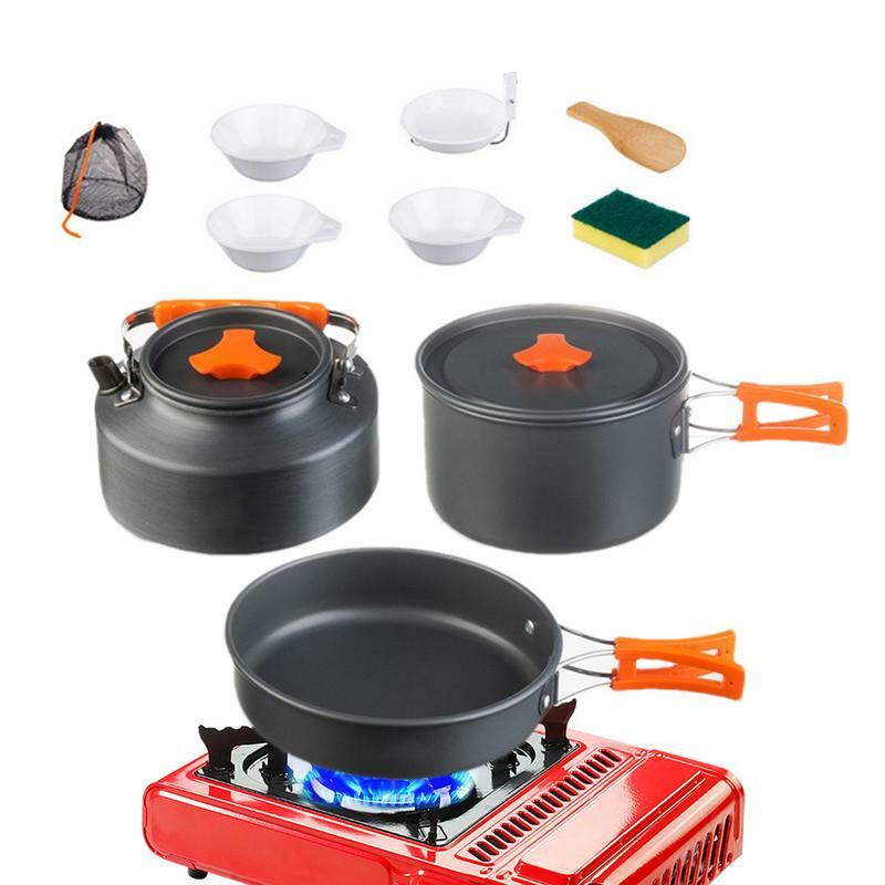 Batterie de cuisine de camping en alliage d'aluminium, matériel de qualité alimentaire, outil de cuisine d'extérieur pour la randonnée