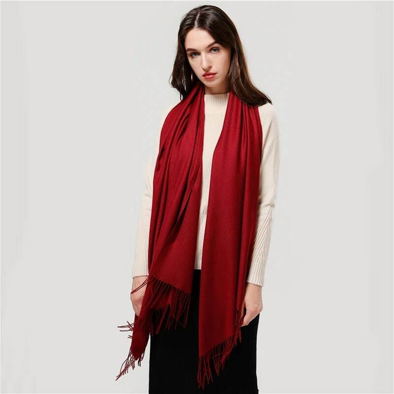 Fashion Solid Farbe 2022 Frauen Schal Winter Hijabs Quasten Lange Dame Schals Kaschmir Wie Pashmina Bandana Schals Wraps Echarpe