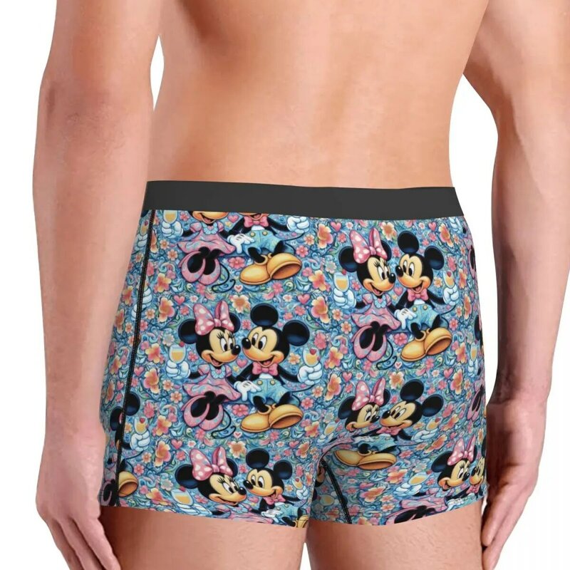 Desenho animado personalizado disney Roupa interior de Mickey Mouse masculina, pugilista respirável, cuecas, calções, calcinhas, cuecas macias