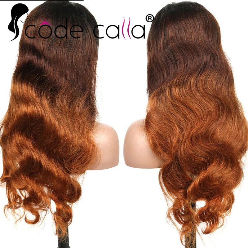 Sophia Body Wave Lace Front Perruques de cheveux humains pour femmes, Ombre, Brun, 13x4 HD, Transparent, 13x4