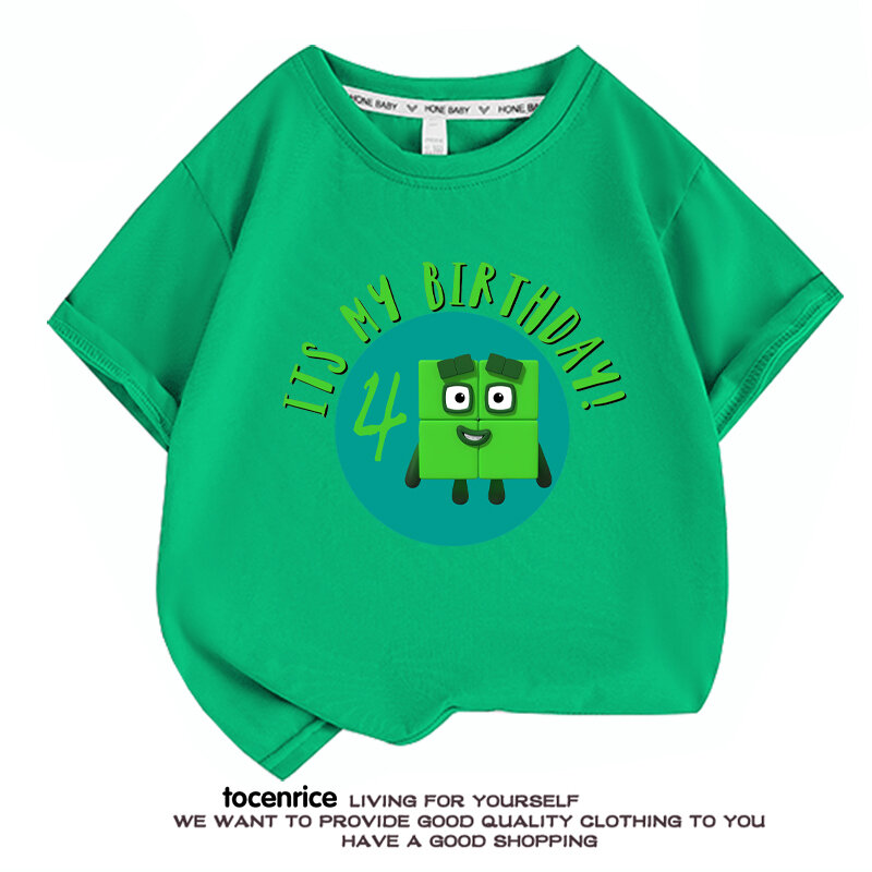 Boys And Girls Summer Happy Birthday 2 3 4 5 Cute T Shirt Numberblocks Print Graphic Tee Children Clothing Cartoon Kids Tops