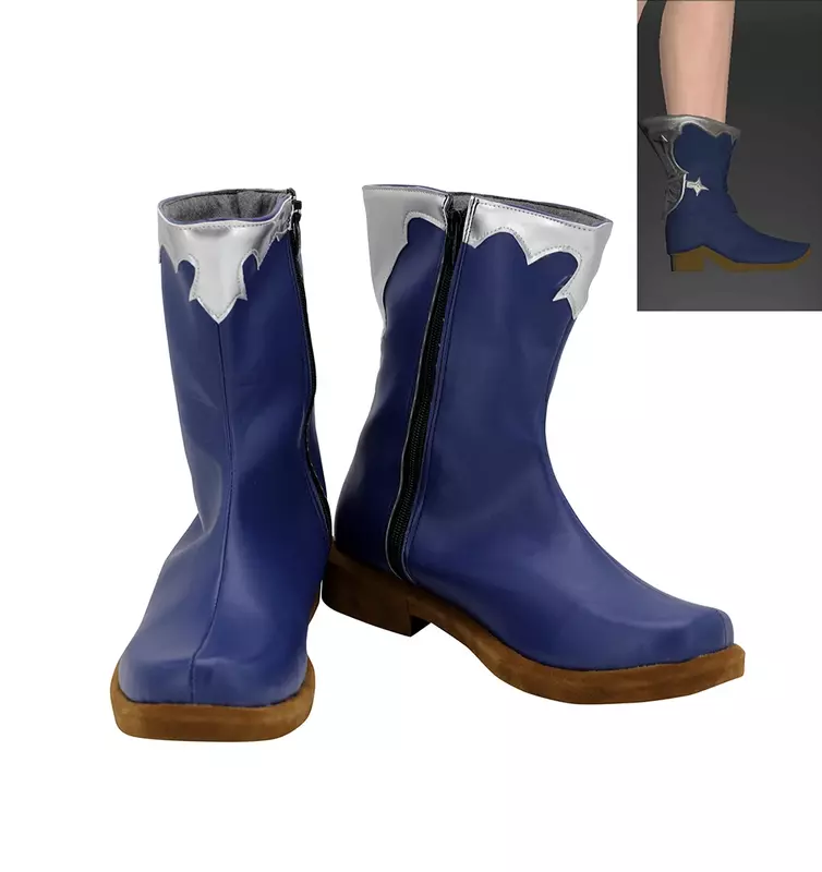 Final Fantasy 14 Blue Mage Cosplay Boots Blue Shoes Custom Made for Boys and Girls Halloween Cosplay Costume Accessories