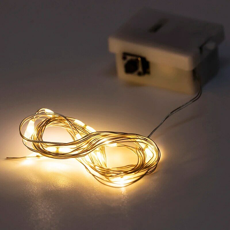 Luzes led string fio de cobre estrelado fadas luzes da bateria lâmpada à prova dwaterproof água luzes da corda decorativo luz interior decoração ao ar livre