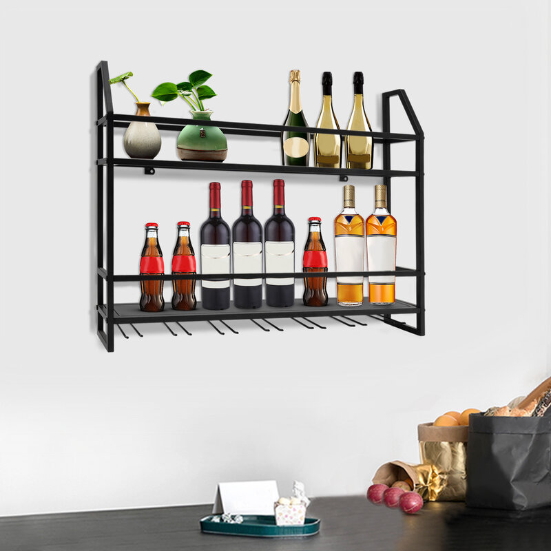 Wall Mounted Wine Glass Rack, garrafa titular, armazenamento prateleira, bar, novo