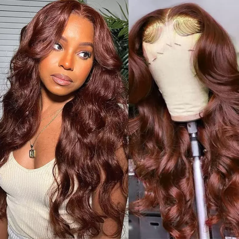 Reddish Brown Lace Front Wig 13X4 synthetic wig Body Wave Wigs for Black Women Lace Frontal Wig Pre Plucked with Baby Hair