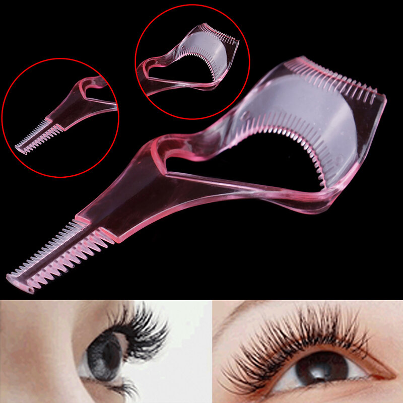 Portable 3 In 1 Eyelash Makeup Tool Mascara Stencils Shield Guard Curler Practical Beauty Lash Curling Comb Eye Makeup Aid Tool