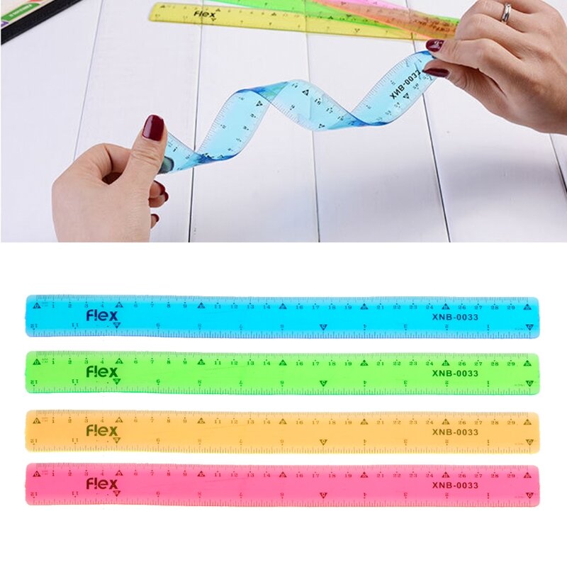 Anti-break PVC Ruler with Inches Metric Scales for Kids Students Adults Drawing Dropship