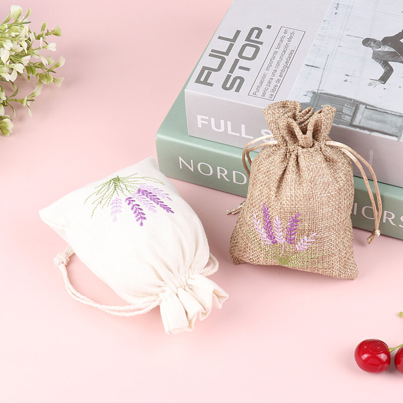 Lavender Pouches Dry Flower Aroma Bags Embroidery Lavender Pouches Cotton Jute Seeds Bags Aromatherapy Bag