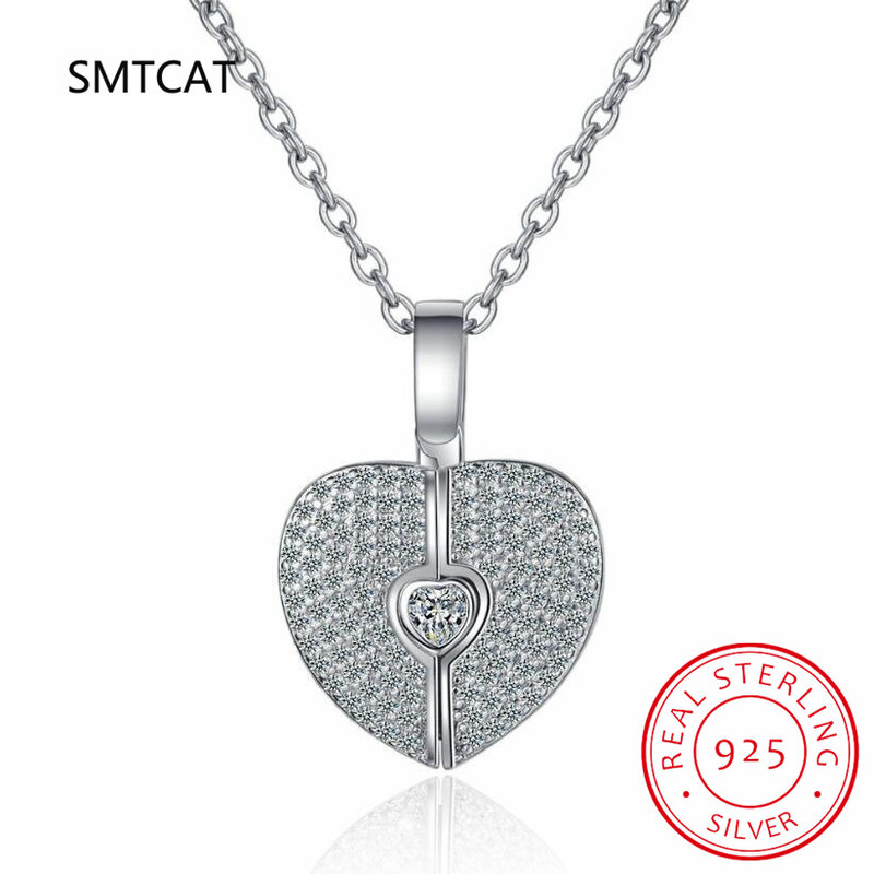 Forma do coração Moissanite Pingente de Diamante 925 Colar de Prata Esterlina Alta Qualidade Sólido, Presente de Noivado, Jóias por atacado