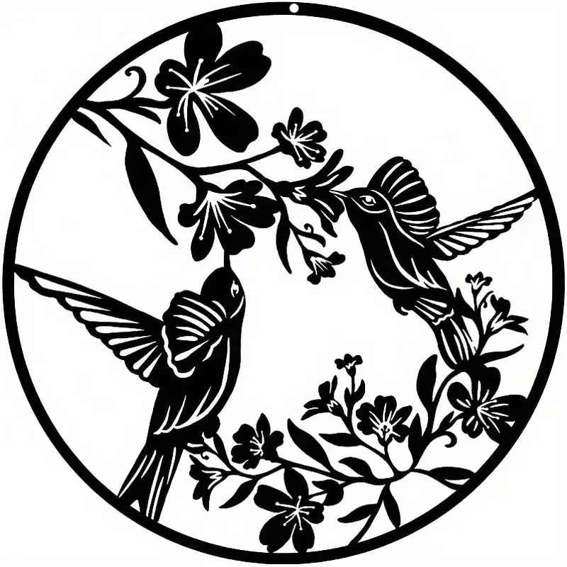Branche Fleurs Oiseaux BLOWall Art ConfronDecor, Motifs évidés, Artisanat esthétique en métal, Tentures murales