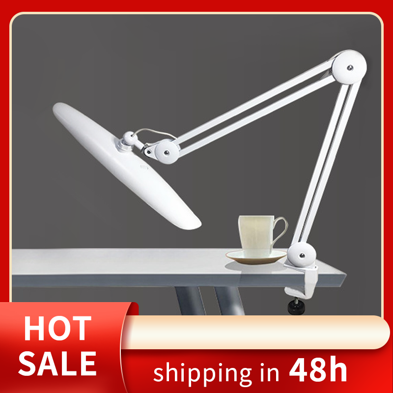 Clamp-on LED Table Lamp Folding Reading Desk Lamp Video Light Swing Arm Desk Lamp Home Office Beauty Salon Makeup Live Streaming