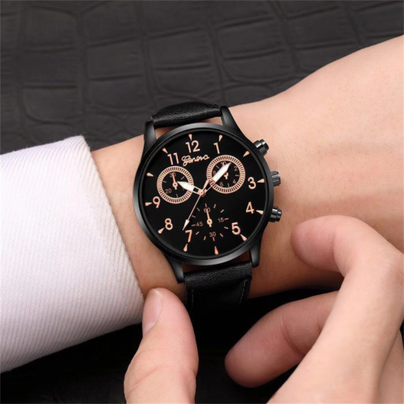 Heren Horloge Britse Britse Mannen Drie Ogen Nieuwe Heren Horloge Lederen Band Quartz Horloge Gift
