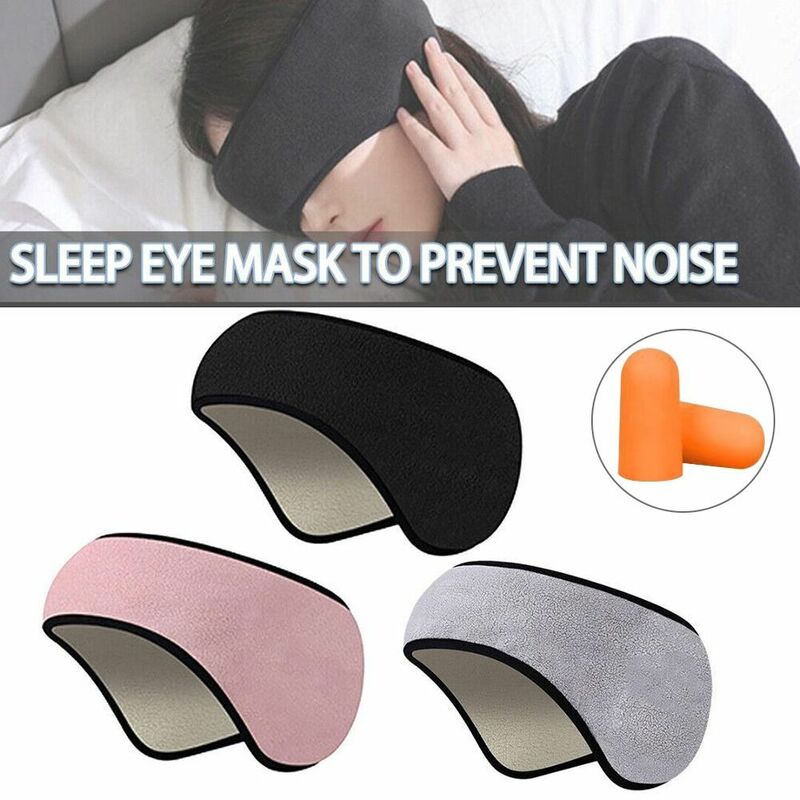 Masque de sommeil en polyester réglable, trois couches, cache-oreilles, occultant, relaxant