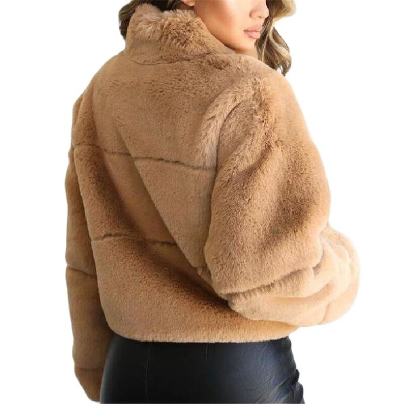 2024 5xl Winter Women Faux Fur Warm Coat Fashion Zipper Solid Plush Jackets Outerwear Woman Clothes Soft Furry Autumn Hot Sale