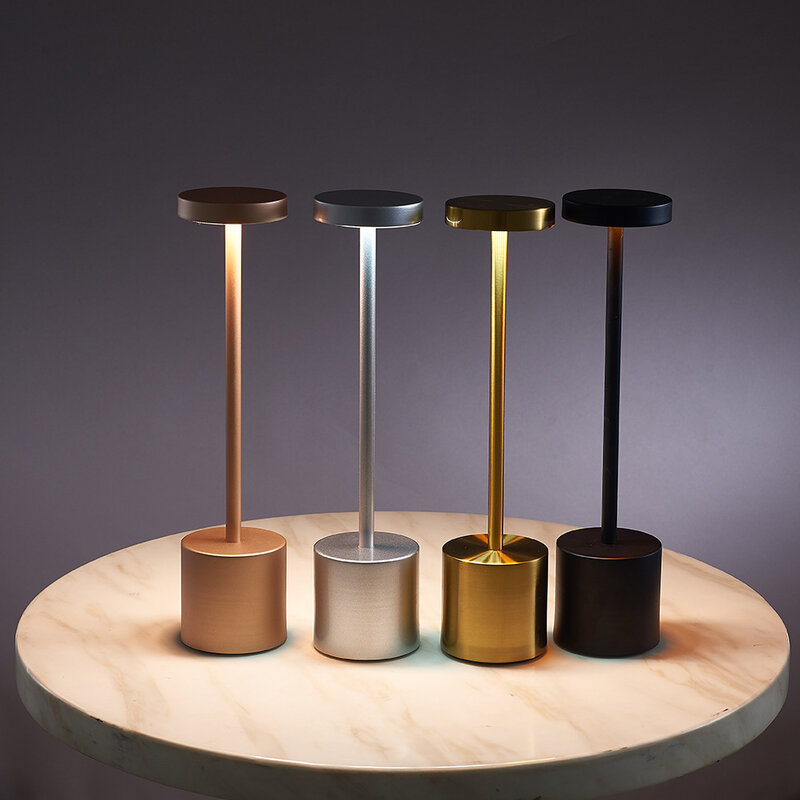 Lámparas de mesa en forma de I de atenuación táctil de alta calidad, lámpara de escritorio led de protección ocular recargable de Metal para restaurante, cena y Bar
