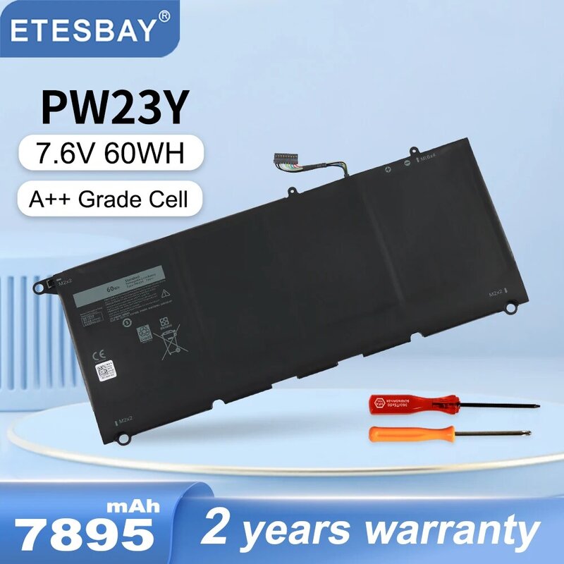 ETESBAY PW23Y Laptop bateria do DELL XPS 13 9360 9350 13D 9343 RNP72 JD25G JHXPY RWT1R P54GTP1GT 5 k9cp DIN02 7.6V 60WH