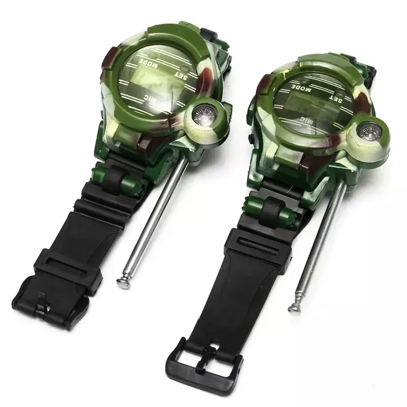 [Funny] 2Pcs/set Outdoor walkie camouflage interphone watch toy family play game electric intercom strong range clock toy gift