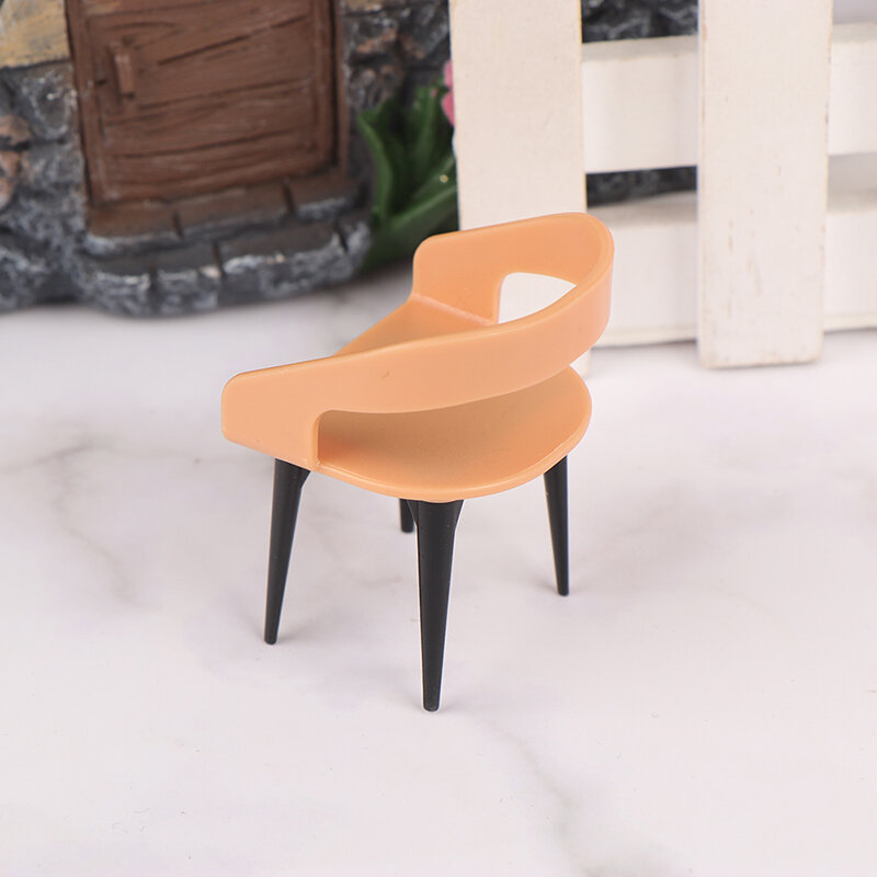 Casa de boneca acessórios móveis mini simulação cadeira de plástico restaurante cena decoração em miniatura cozinha 1:12