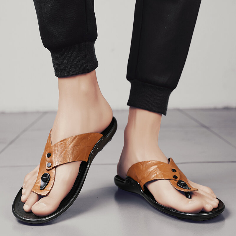 Klapki z mikrofibry męskie sandały kapcie skórzane letnie buty męskie sandały lekkie wygodne sandały plażowe na zewnątrz