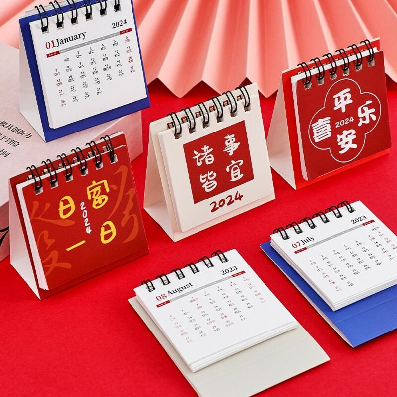 2024 Mini calendario da tavolo calendario Flip da tavolo in piedi per la pianificazione organizzare il programma giornaliero