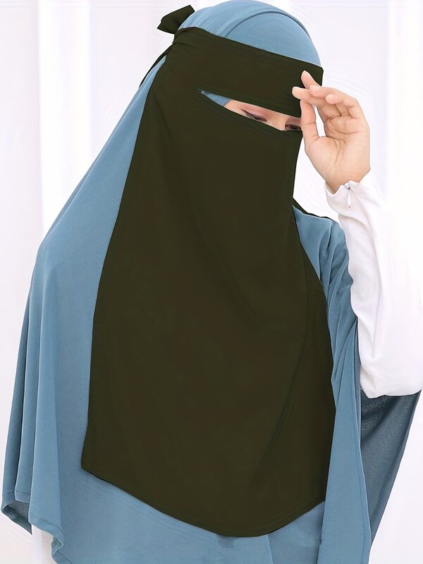 Рамадан, гетры на шнуровке, дышащий Niqab, однотонный, с полным покрытием, защита от солнца, шея, искусственная кожа, мягкий, удобный головной платок