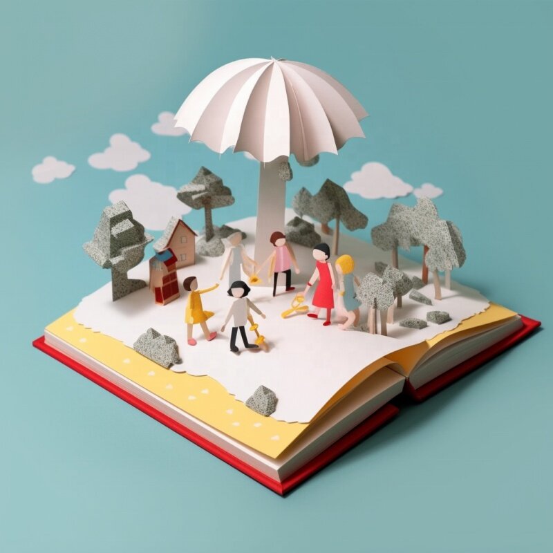Buku papan anak-anak Hardcover warna-warni gambar kustom buku Pop-up Bayi 3D yang diproduksi oleh pencetakan produsen profesional