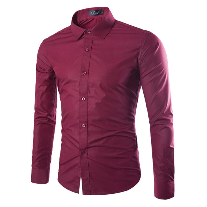Camisa de manga larga para hombre, camisa informal de Color caramelo, a la moda, 14 colores