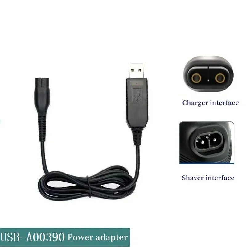 필립스 면도기용 USB 충전 케이블, 4.3V, A00390 원 블레이드 QP2520 QG3340 충전기 코드 어댑터, USB 플러그 충전 RQ310 RQ311