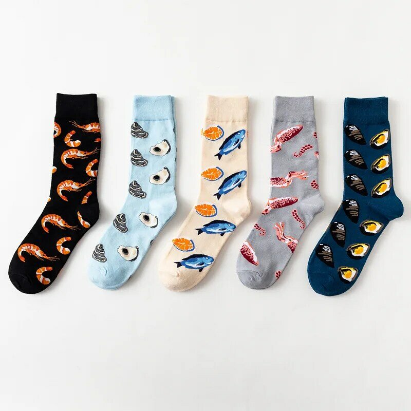 Mode Farbe Paar Meeresfrüchte Serie Flut Baumwolle Socken