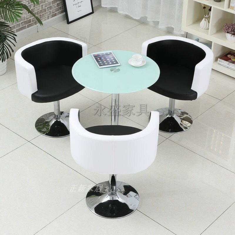 家庭用の丸い白いコーヒーテーブルセット,アクセント付きの椅子のセット,小さなガラスのテーブル,モダンな家具