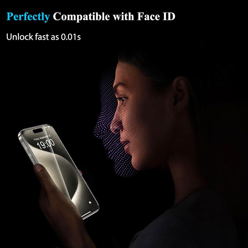 Pelindung layar kaca Tempered, 4 buah untuk iPhone 15 14 13 12 11 Pro Max pelindung layar untuk iPhone 6 7 8 Plus X XS Max XR Film kaca pelindung